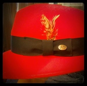 Unique Vintage Style Red Felt Fedora